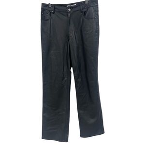 NWT Zara Black High Waisted‎ Wide Leg Faux Vegan Leather Pants 90s Style Size 12
